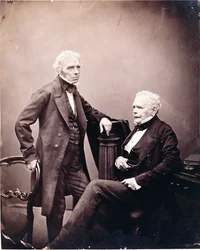 Michael Faraday (1791-1867) et William Thomas Brande (1788-1866) (assis) années 1850-1860 (tirage albuminé)